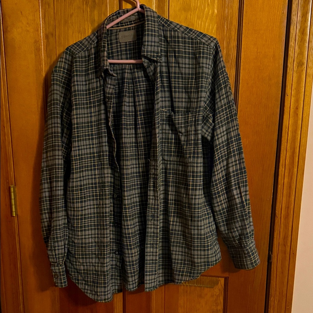 St. John's Bay Green Plaid Button Down Shirt